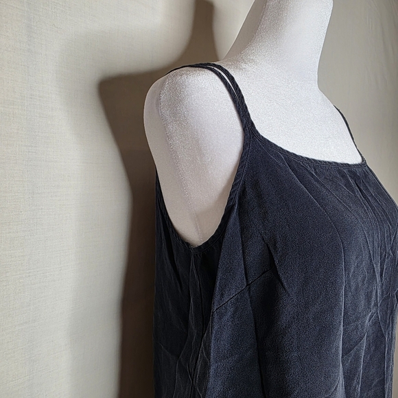 Ann Taylor Loft Vintage Y2K navy Blue Cropped tank 100% Silk Size 10 - Picture 3 of 6